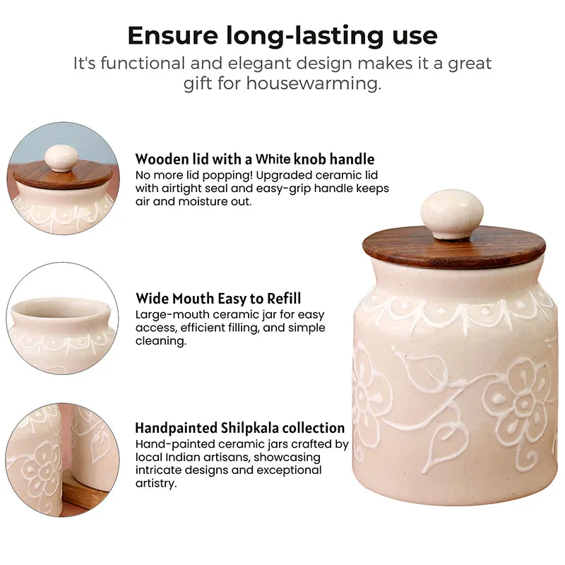 Nisarga Ceramic Jar (500 mL Each) - Set Of Two media 4