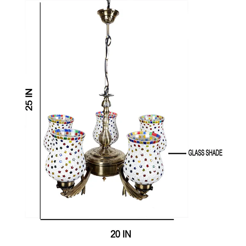 Ekta Vistara Mosaic Golden Antique Ceiling Lamp media 5