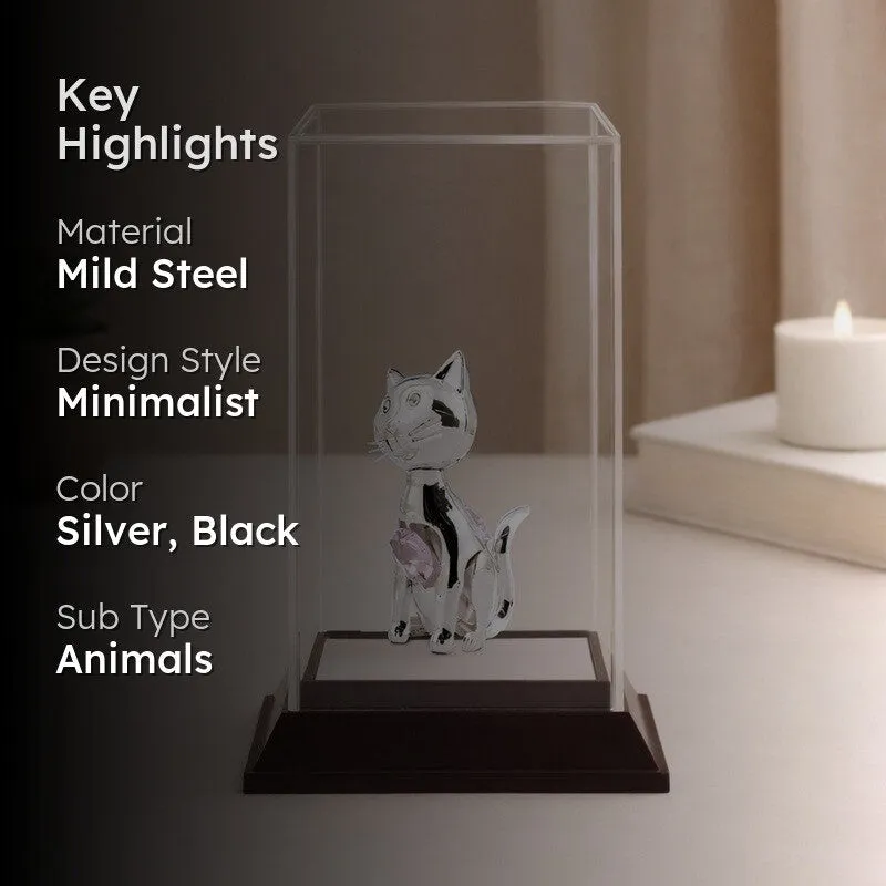 Silver Cat Majesty Silver Plated Mild Steel Showpiece media 2