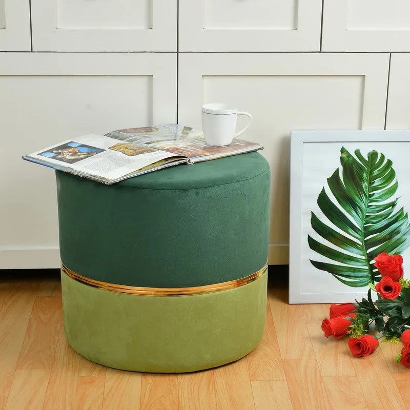 Dualtone Solid Velvet Pouffe - Teal & Green media 1