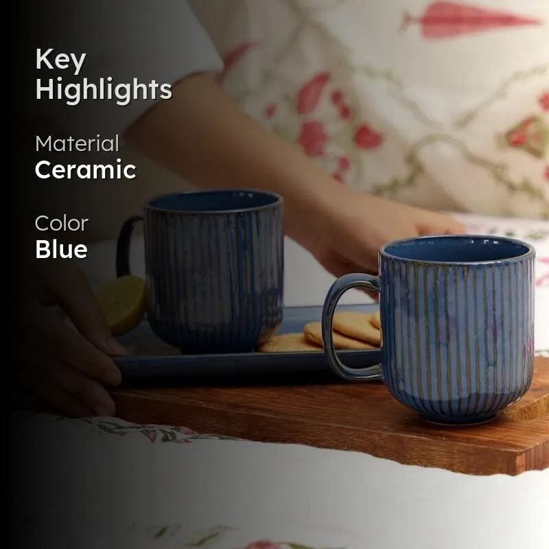 Cristie Ribbed Mugs And Tray Set (Cobalt) - Set Of Three media 2