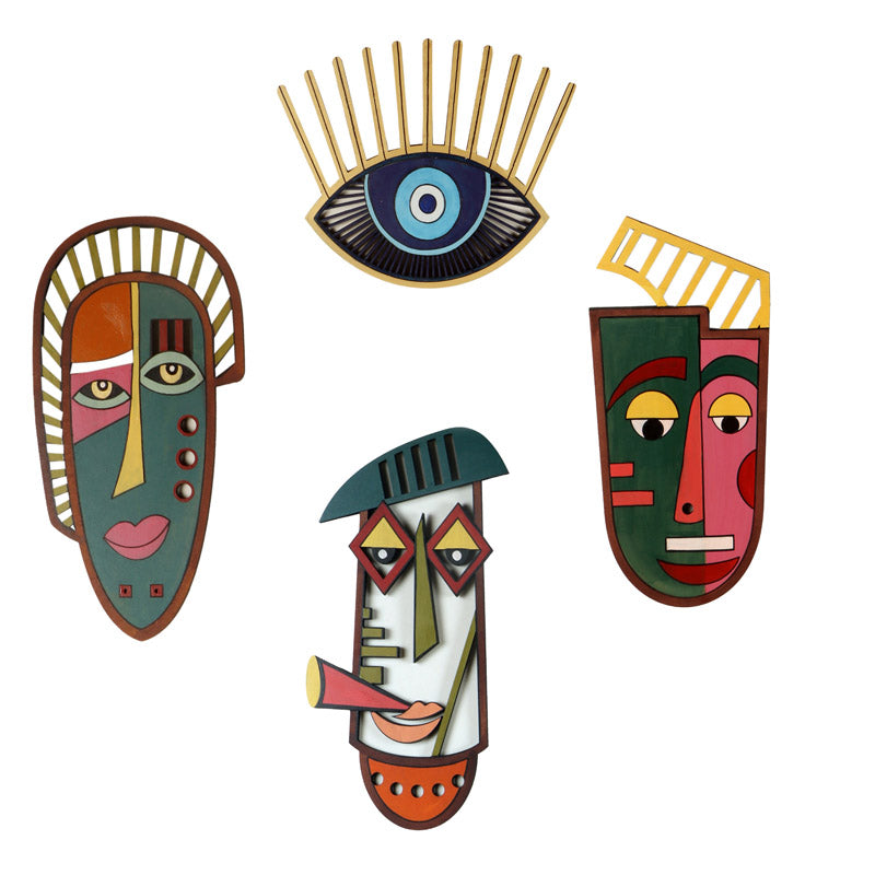 Homa Mask Wooden Wall Accent - Set of Four media 3