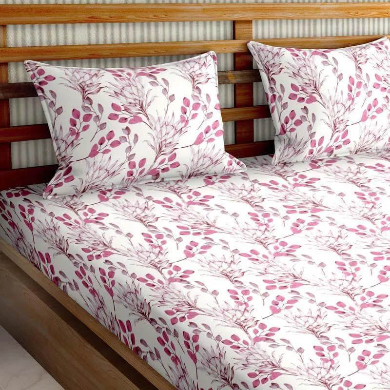 Floral Fantasia Cotton Bedsheet (Pink) - 180 TC media 3