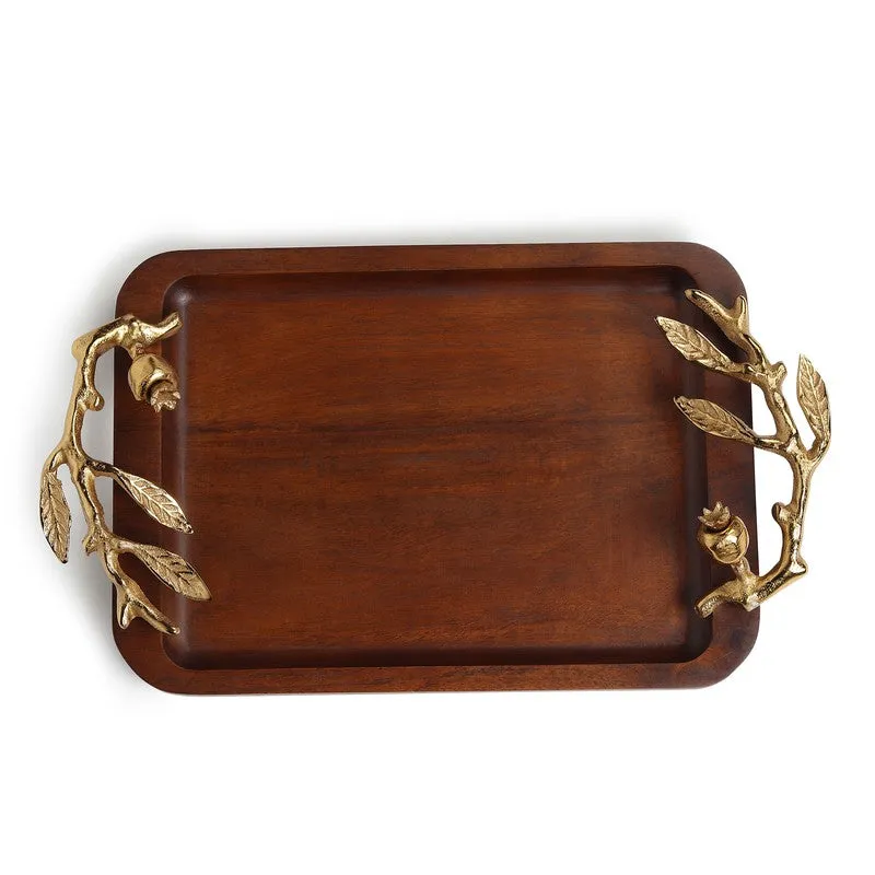 Timber Carry Wood Serving Tray - Gold,Brown media 6