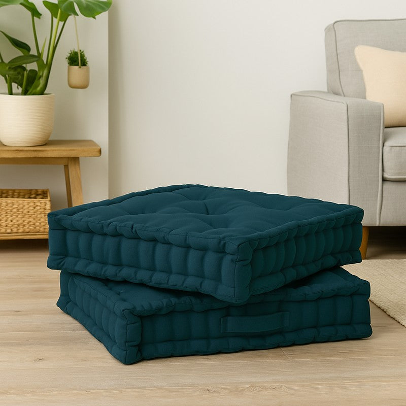 Marlon Cotton Floor Cushion (Botanical Green) - Set Of Two media 3