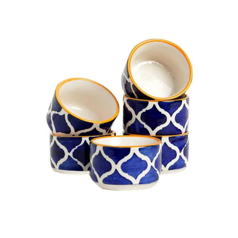 Servique Ceramic Dip Bowls (Blue,Yellow,40 mL Each) - Set Of Six media 4