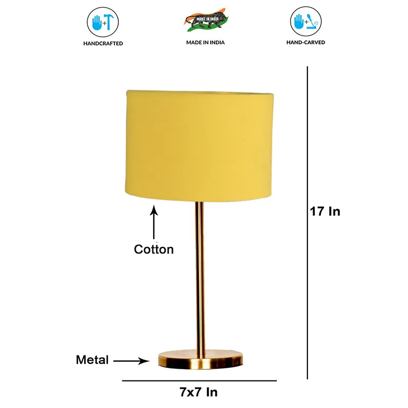 Glow Mesa Cotton & Metal Table Lamp (Drum) - Yellow,Gold media 4