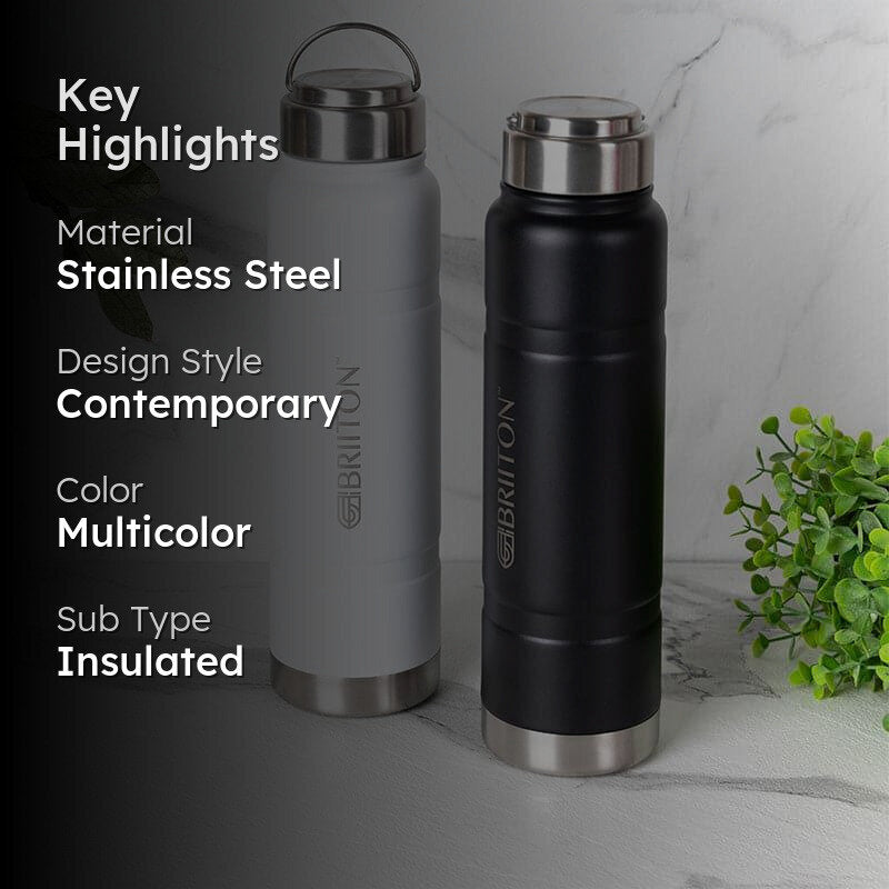 Velno Hot & Cold Thermos Water Bottle (White & Black, 750 mL Each) - Set Of Two media 2