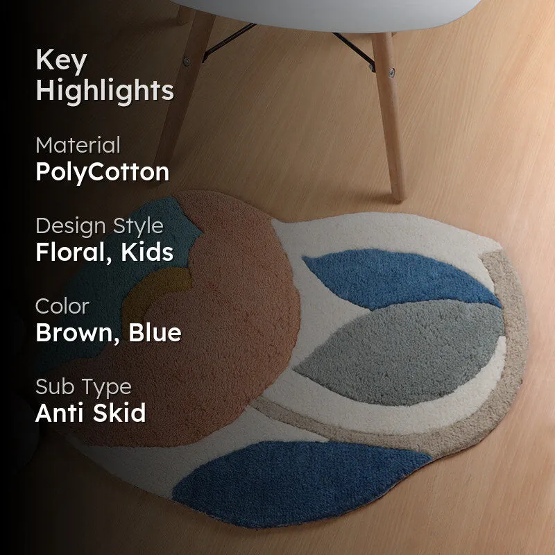 Tulip Twist Poly Cotton Bath Mat- Blue media 2
