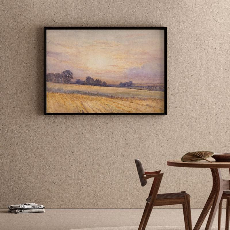 Sunset Serenity Landscape Canvas Wall Painting - Black Frame