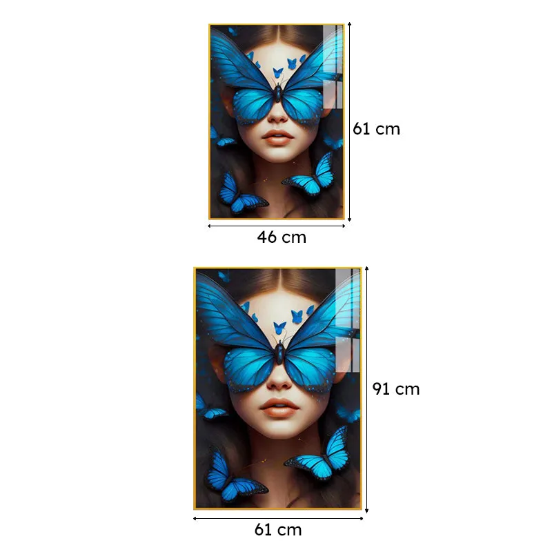 Blue Metamorphosis Modern Canvas Wall Art With Frame - Gold media 6