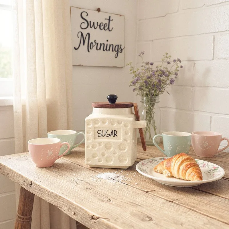 Rustica White Ceramic Container With Wooden Spoons - Four Piece Set media 7