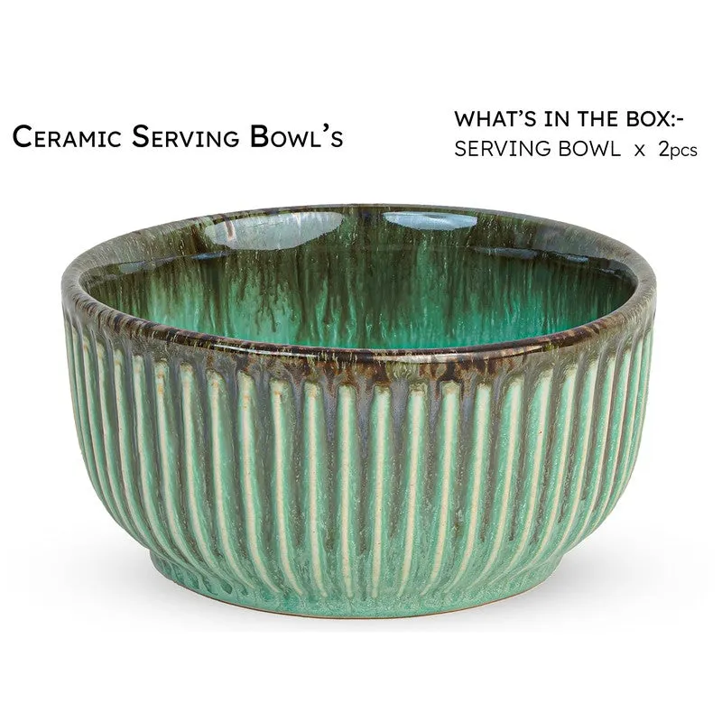 Mintora Green Ceramic Serving Bowls - Set Of Two media 5