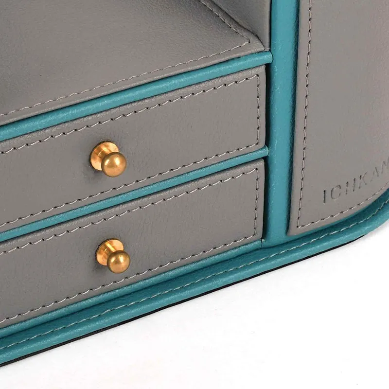 Tisca Curve Faux Leather Desk Organizer - Grey media 5