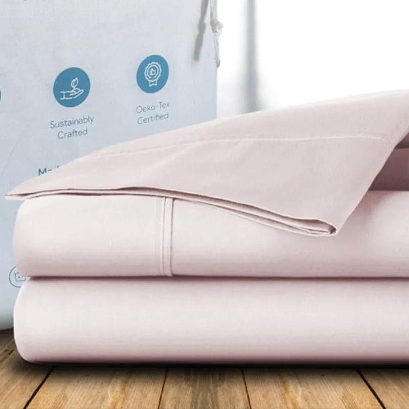 Freyda Solid Cotton Bedsheet (Pink) - 700 TC media 6