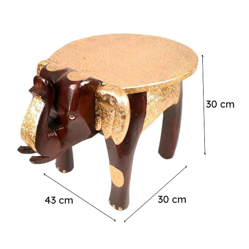 Gaja Deva Stool - Brown & Gold media 6