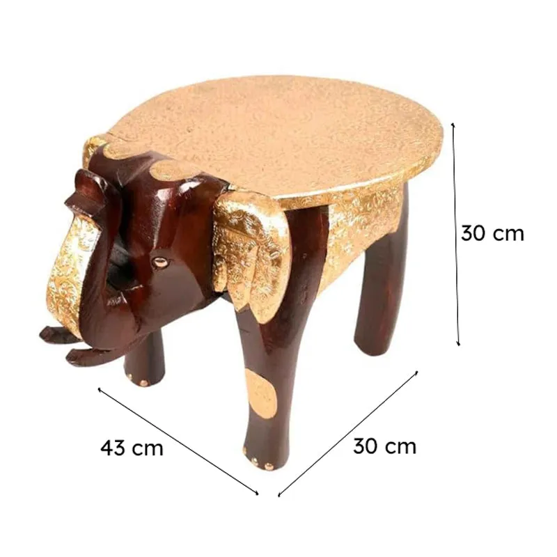 Gaja Deva Stool - Brown & Gold media 6