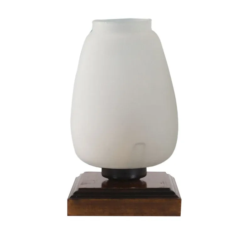 Auriora Glass Table Lamp With Wooden Base - White media 6