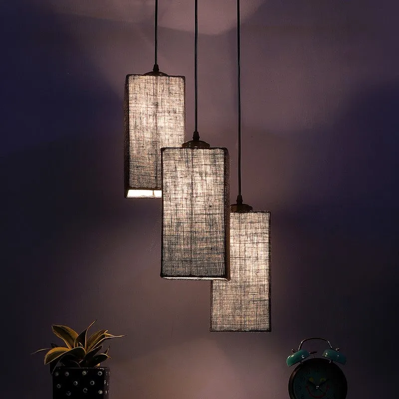 Warm Ivory Triple Metal Ceiling Lamp - Blue media 1