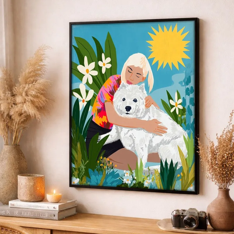 Sunlit Embrace Canvas Wall Painting - Black Frame media 3
