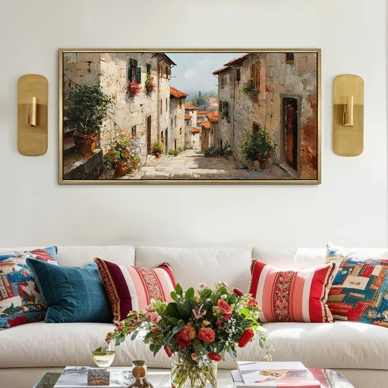 Ancient Ochre Canvas Wall Painting With Frame media 1