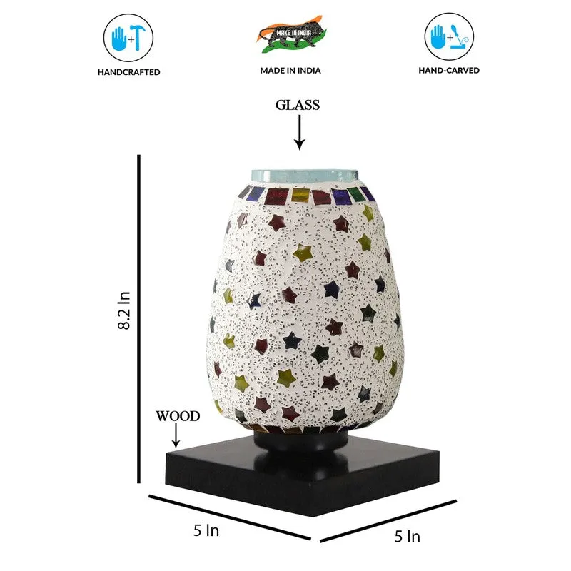 Gleamelle Glass Table Lamp With Wooden Base - Multicolor media 9