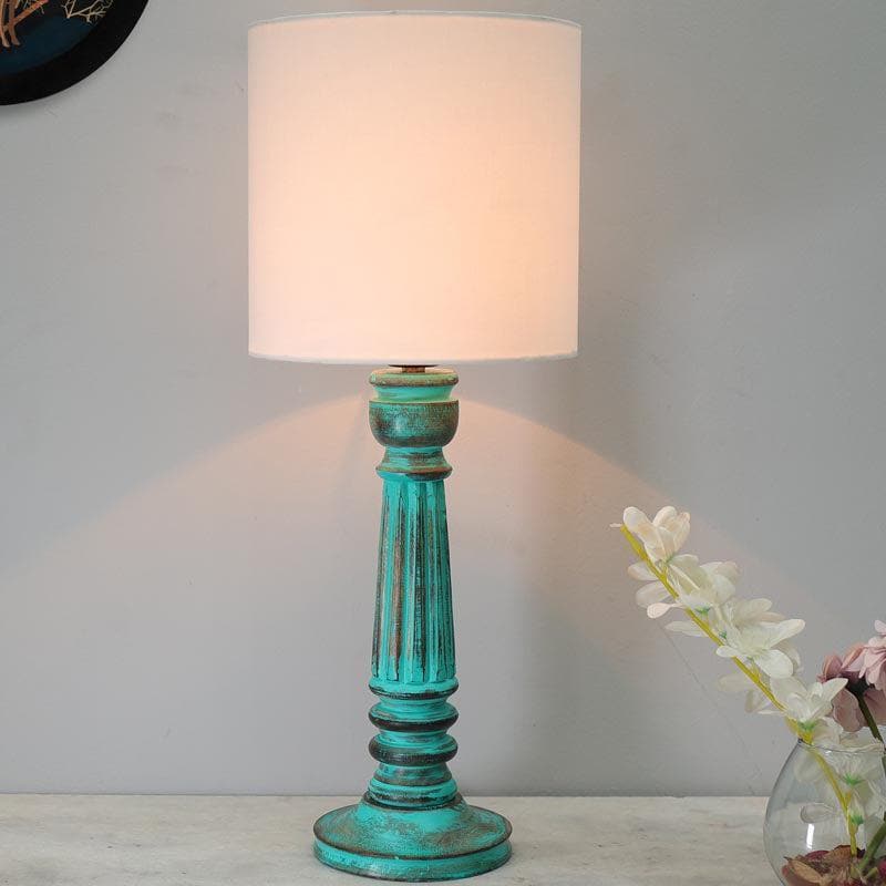 Niyokta Fabric Table Lamp - White,Blue