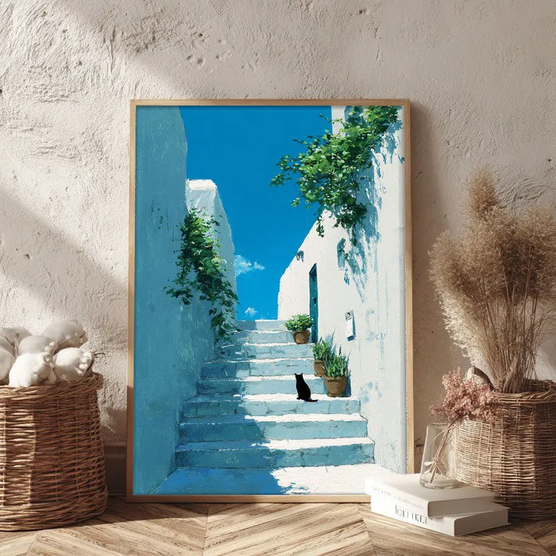 European Alley Canvas Wall Painting - Brown Frame media 3