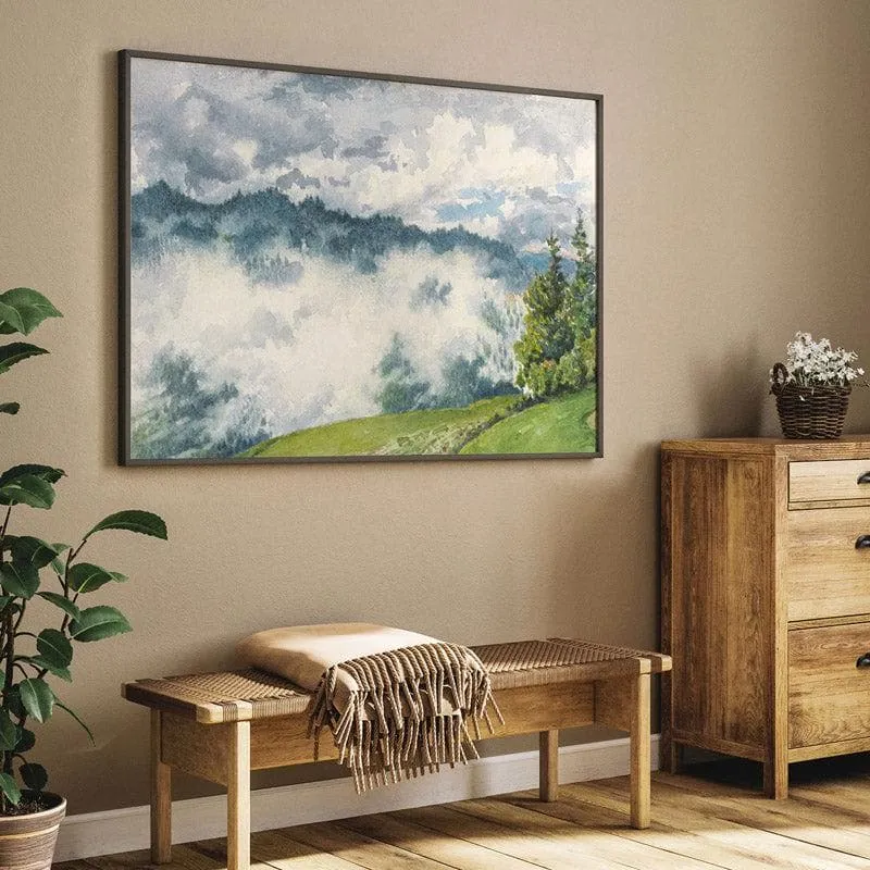 Misty Magic Mountain Canvas Wall Painting - Black Frame media 5