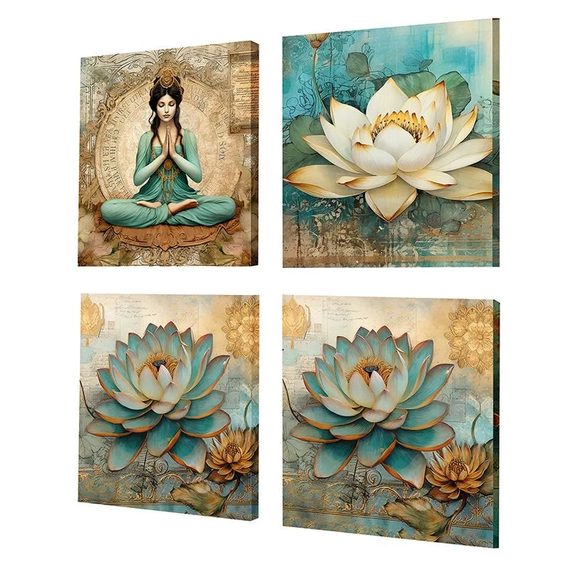 Padma Meditation Canvas Wall Art - Set Of Four media 4