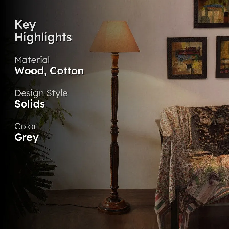Hima Vintage Wooden Floor Lamp - Grey media 2