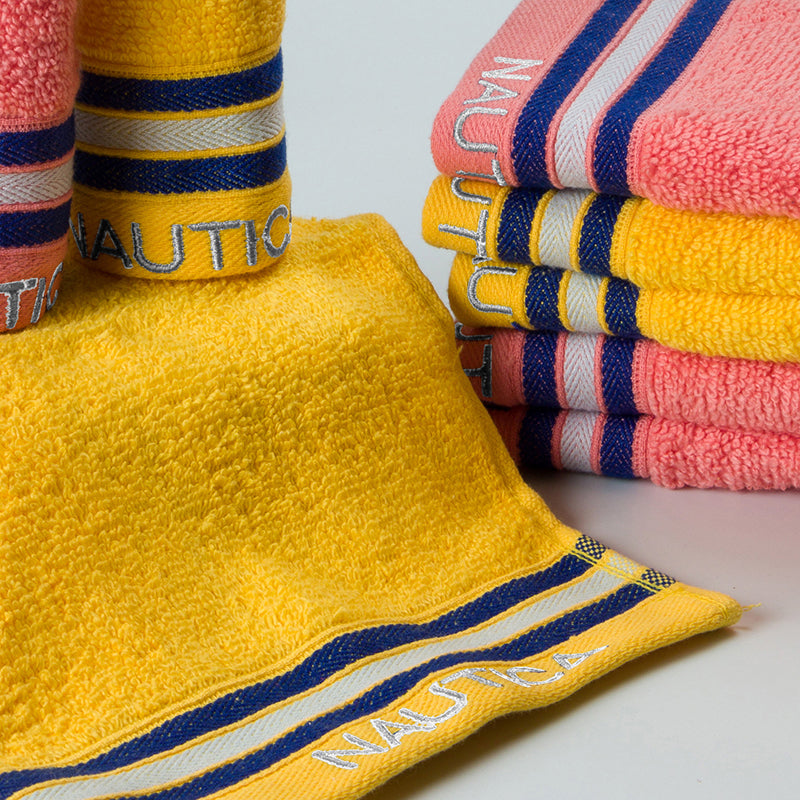 Nautica Dove Down Cotton Face Towel (Yellow & Coral) - Set Of Eight media 3