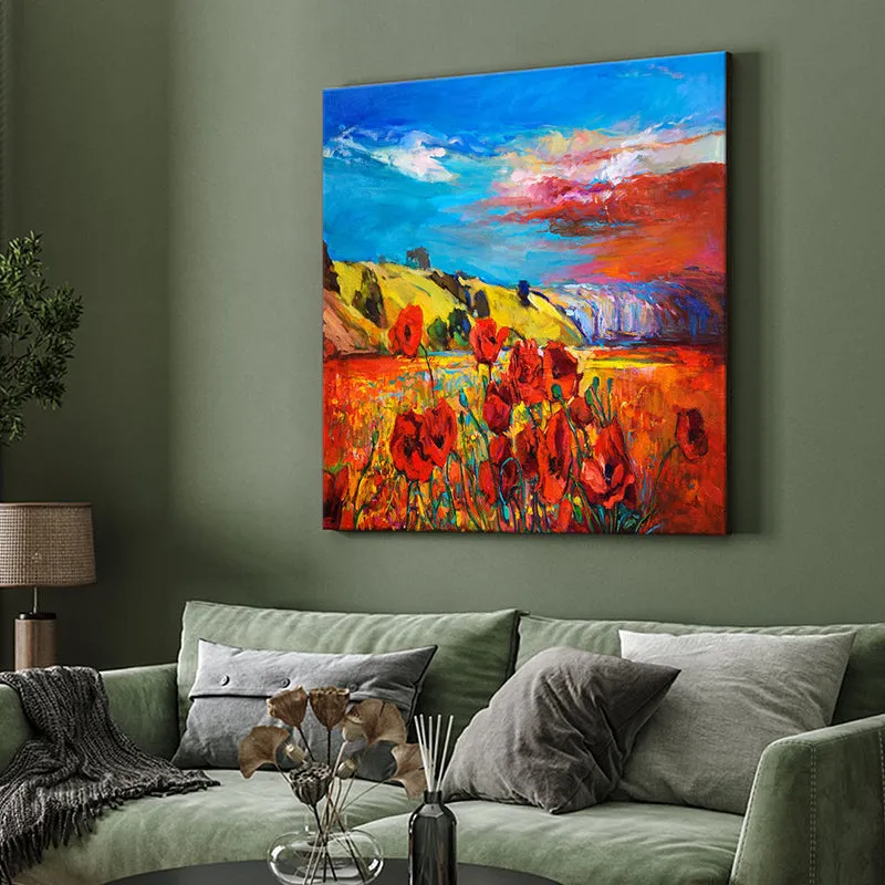 Countryside Red Poppies Wall Painting media 4