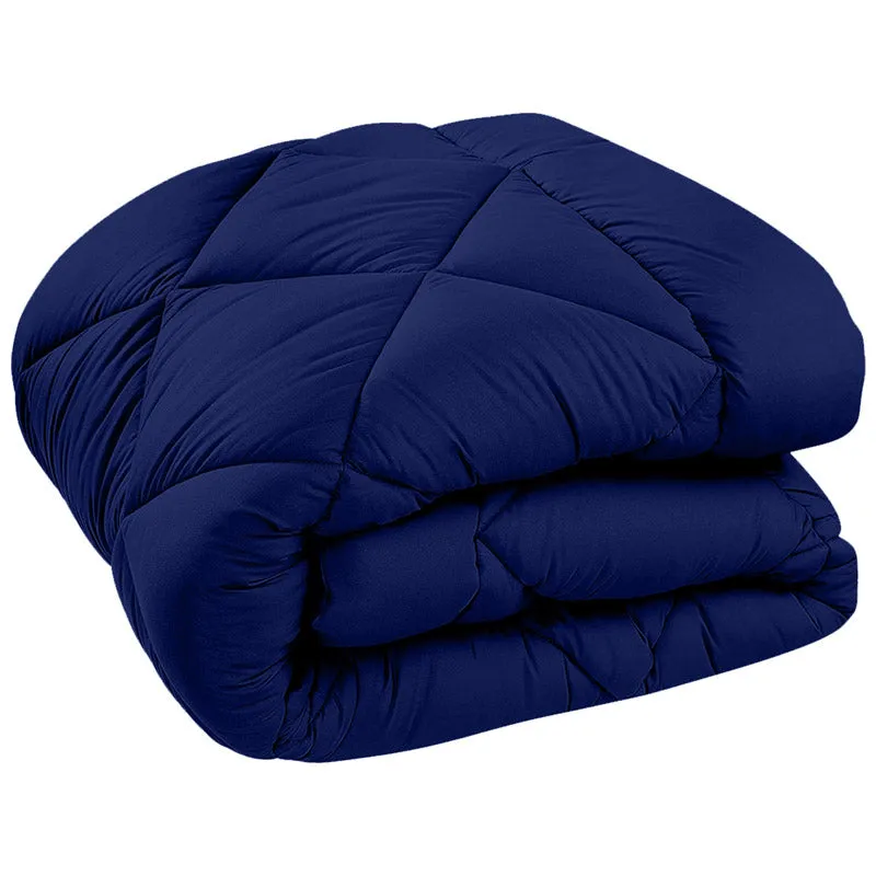 Wide Checkered Dual Color Cotton Comforter (Blue, Pink) - 400 GSM media 5