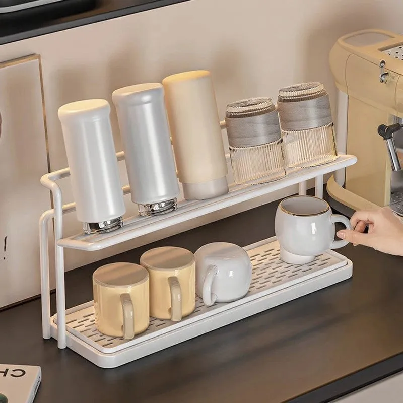 Cupora 2-Tier Cup Rack with Tray - White media 4