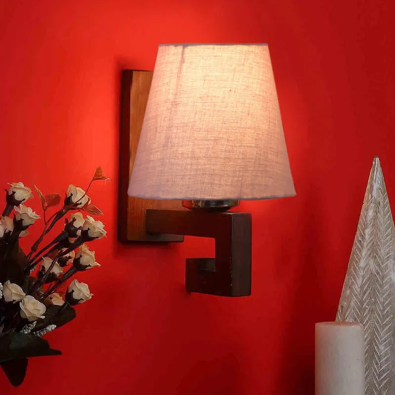 Roz Conical Wooden Wall Lamp media 1
