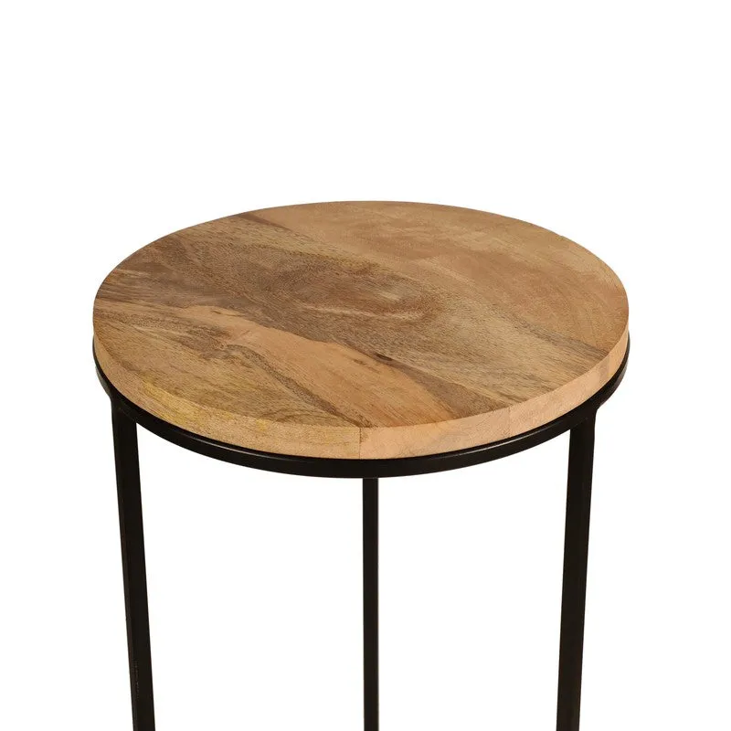 Wooden Top Base Aluminum Side Table - Small media 6