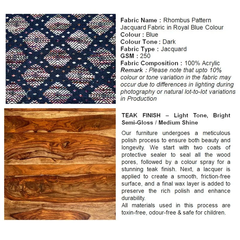 Dexio Sheesham Wooden Bench with Stools (Blue) - Three Piece Set media 8
