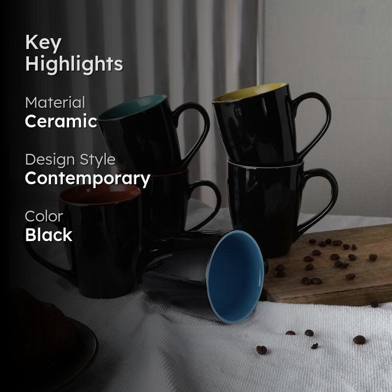 Colorful Ceramic Tea Cup (120 mL Each) -  Set of Six media 2