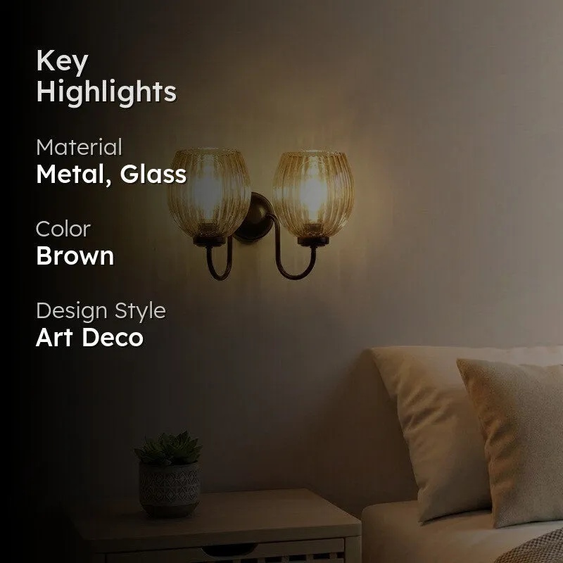 Warm Amber Dual Shade Glass Wall Lamp media 2
