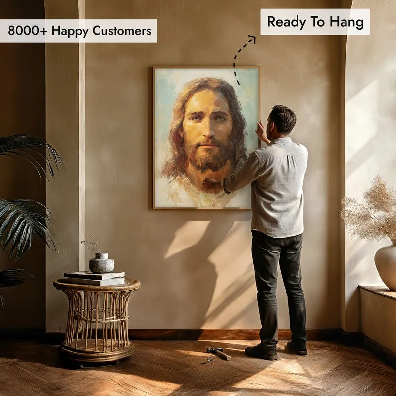 Ethereal Jesus Archival Paper Wall Painting With Brown Frame media 5