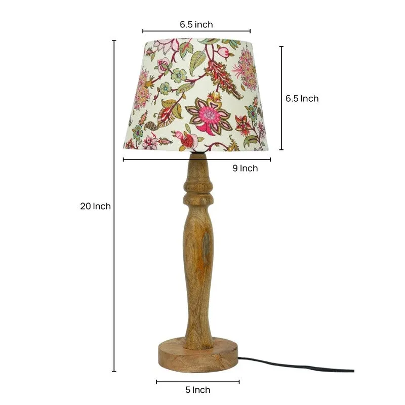 Fern Haven Wooden Base Cotton Table Lamp - Multicolor media 5
