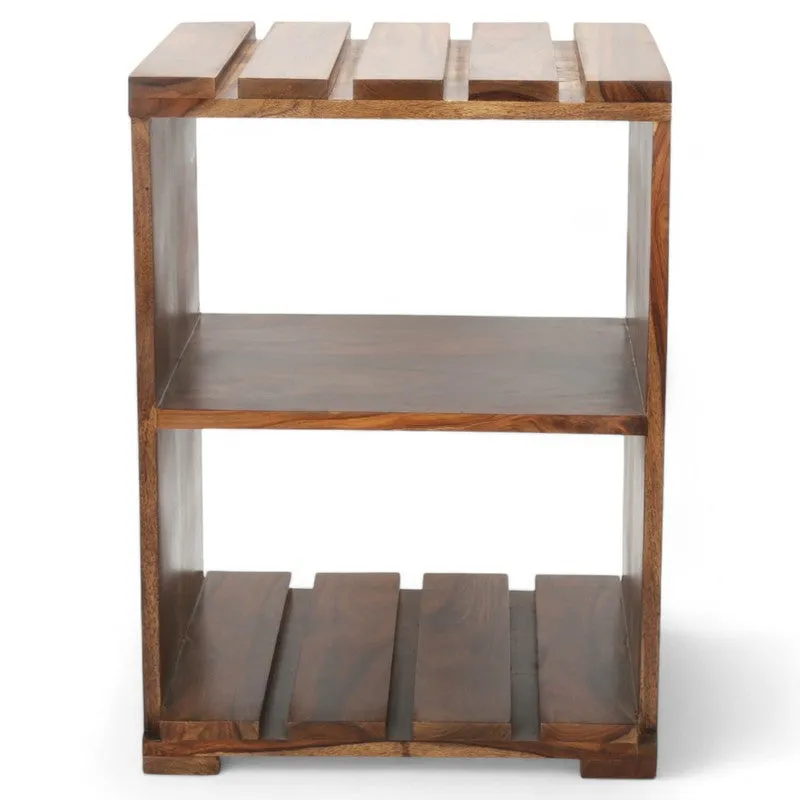 Yverix Sheesham Wooden Side & Bedside Table - Brown media 4
