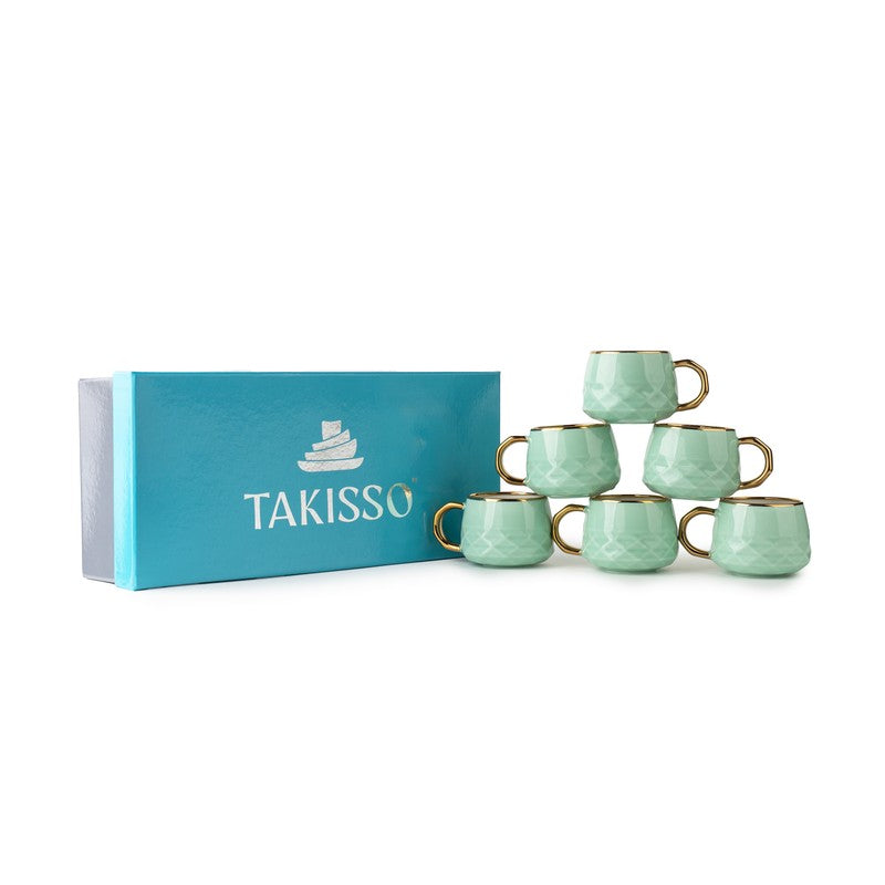 Luxesip Porcelain Tea Cup (200 mL Each,Green) - Set Of Six media 8