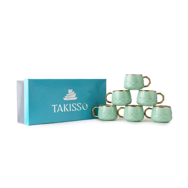 Luxesip Porcelain Tea Cup (200 mL Each,Green) - Set Of Six media 8