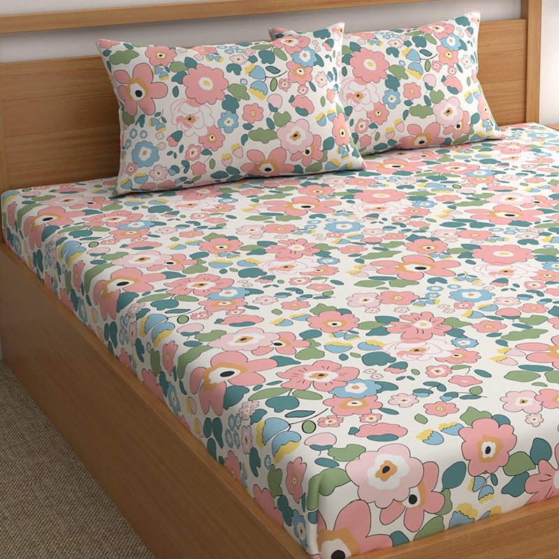 Flower Child Floral Microfiber Microfiber Bedsheet - 150 GSM media 4