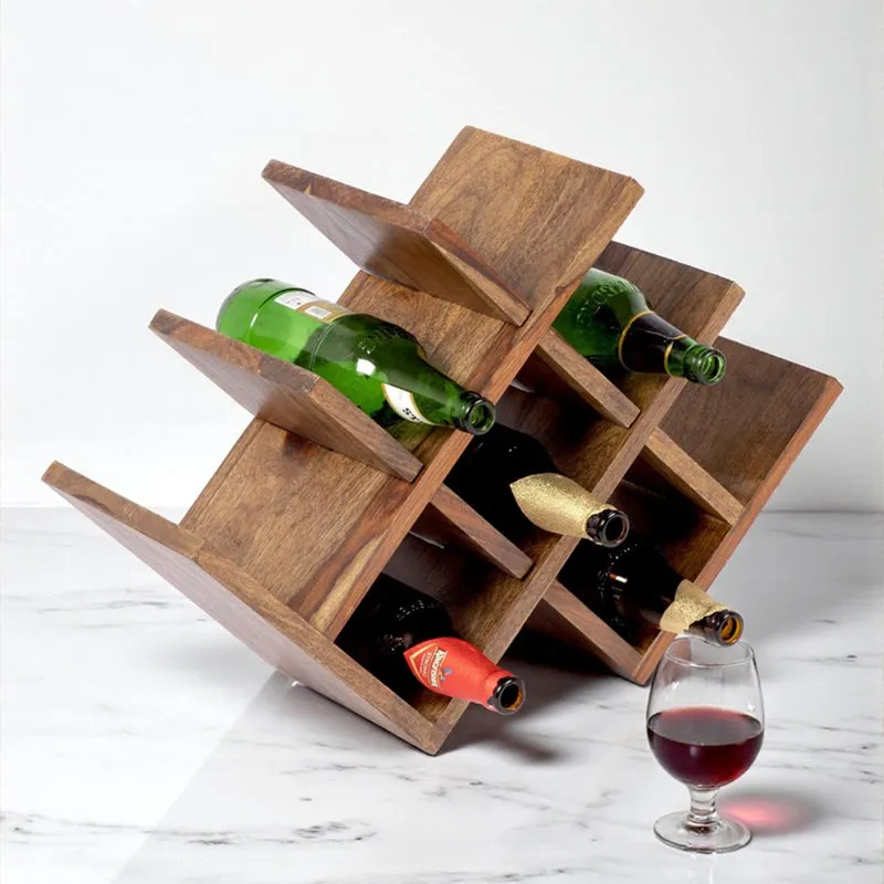 Xverox Sheesham Wooden Wine Rack - Light Brown media 1