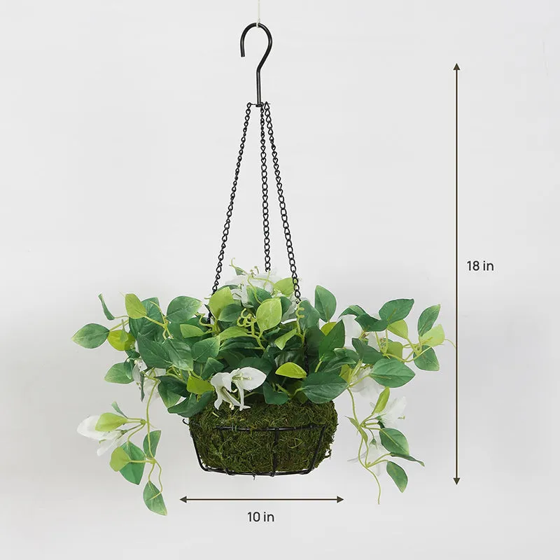 Faux Bougainville In Hanging Basket (White) media 4