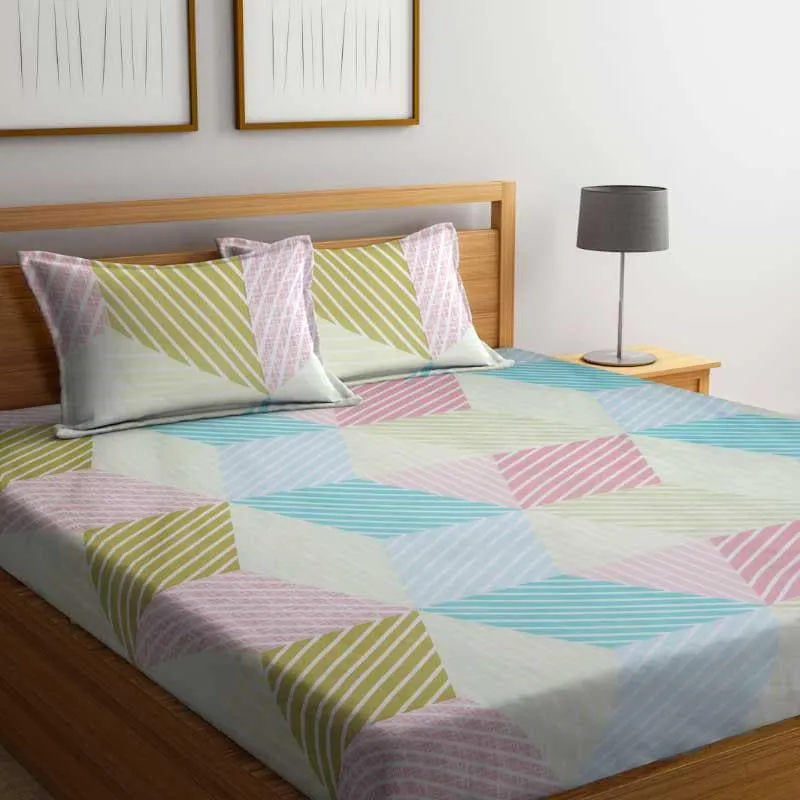 Adela Geometric Microfiber Bedsheet - 130 GSM media 1