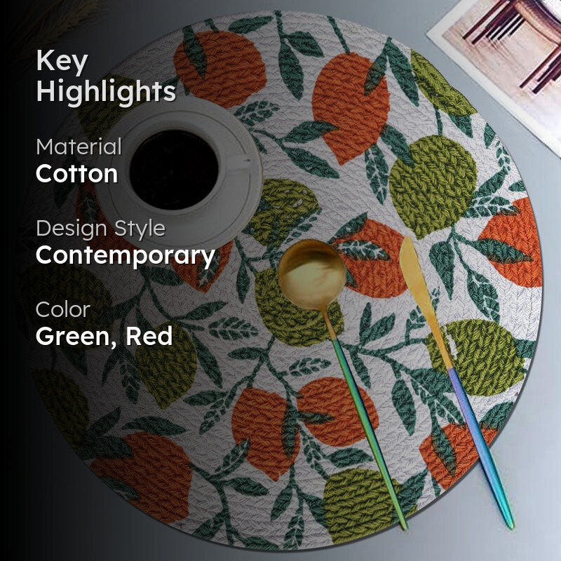 Fruity Farm Placemat - Green & Rust media 2